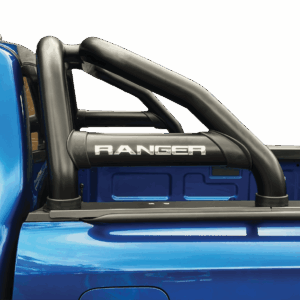 Ford Ranger Next Gen Sports Bar x Oval Side Tubes Black - Fits Single Cab Only (Fits with Securi Lid & OEM Tonneau Cover)