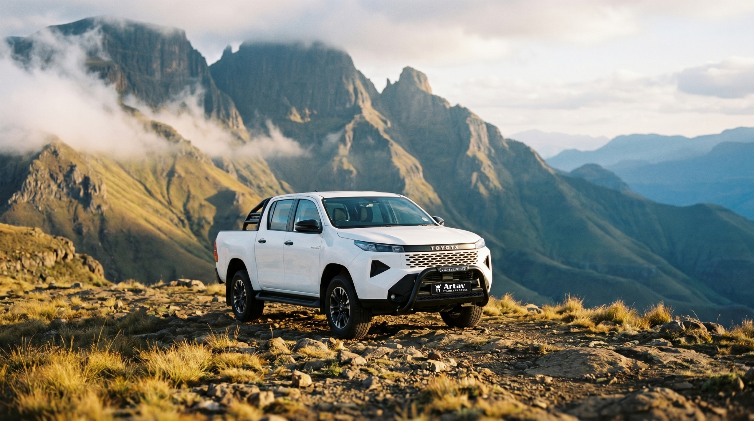 2026 Toyota Hilux with Artav black stainless range in the mountains