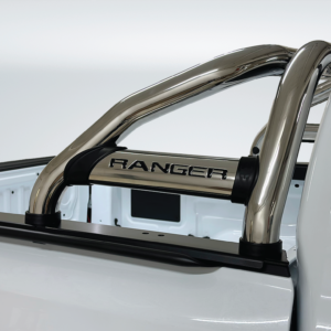 Ford Ranger Next Gen Sports Bar x Oval Side Tubes Stainless - Fits Single Cab Only (Fits with Securi Lid & OEM Tonneau Cover)