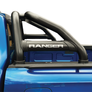 Ford Ranger Next Gen Sports Bar x Oval Side Tubes Black - Fits Single Cab Only (Fits with Securi Lid & OEM Tonneau Cover)