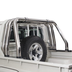 Shop 25 Toyota Landcruiser 70 Series Triple Styling Bar Stainless (Black Base Plates)